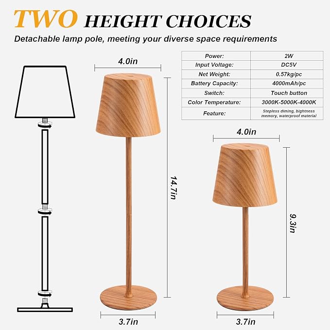 Kakanuo Cordless Table Lamp Rechargeable - Image 4