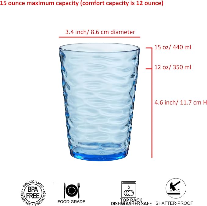 14-ounce Plastic Tumblers, Acrylic Drinking Glasses, Shatter-Proof, - Image 2