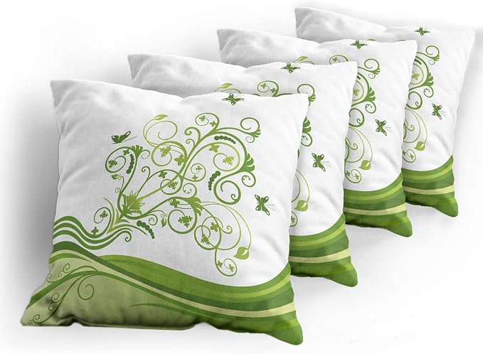 Ambesonne Vines Throw Pillow Cushion Case Pack of 4, Butterflies Leaves Flowers - Image 5