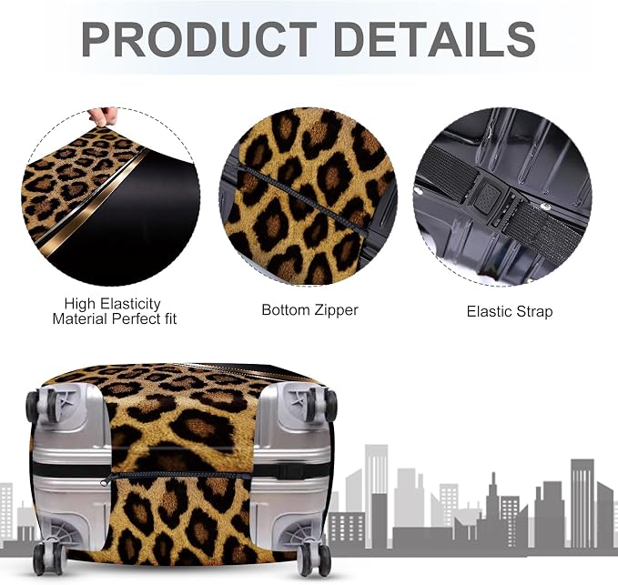 ANNA QUEEN Leopard Print Luggage Cover, Luxury Animal Pattern Suitcase Protector - Image 3