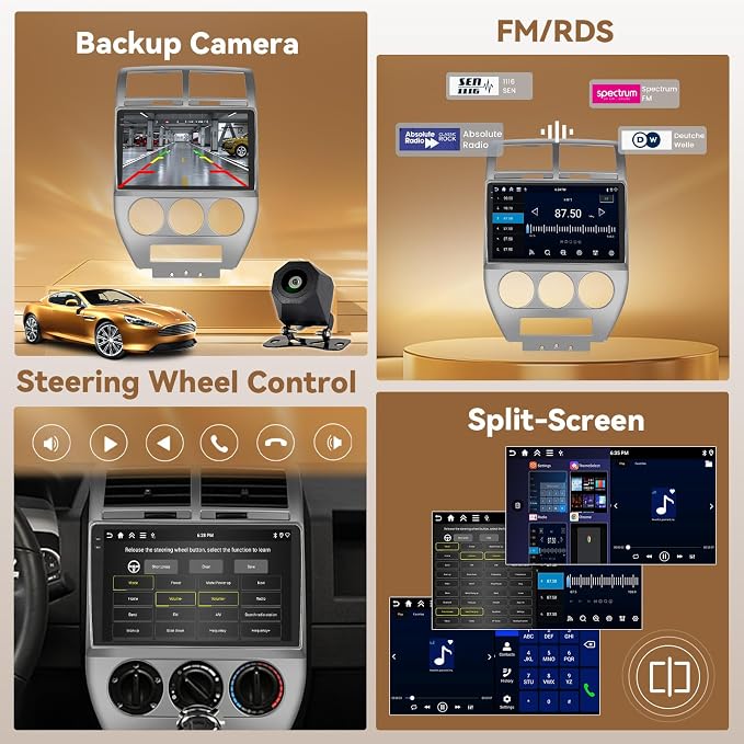 Android 15 Car Stereo for Jeep Compass Patriot 2007 2008 2009, Hikity 10'' - Image 6