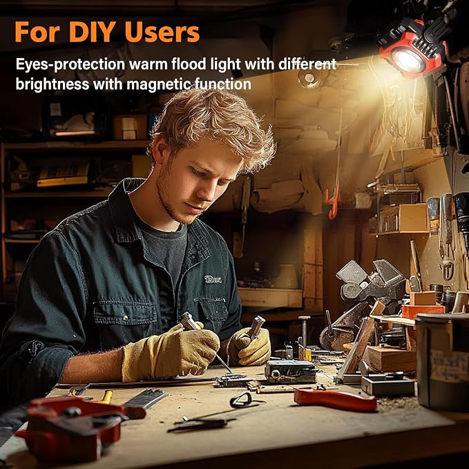 Samyoung 2-Pack 2400LM Magnetic Rechargeable Work Light, Dual-Sided LED Work - Image 2