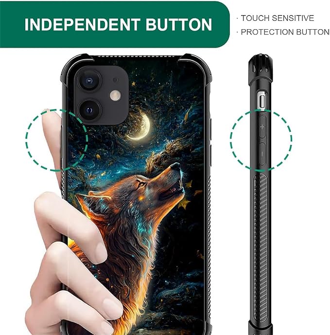 for iPhone 11 Case, Star Cave Hungry Wolf Pattern Graphic Design Girl Boy Soft - Image 4