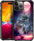 for iPhone 15 Pro Max Case, Star Two Wolfs Howling Pattern Graphic Design Girl by FKBRCL4U