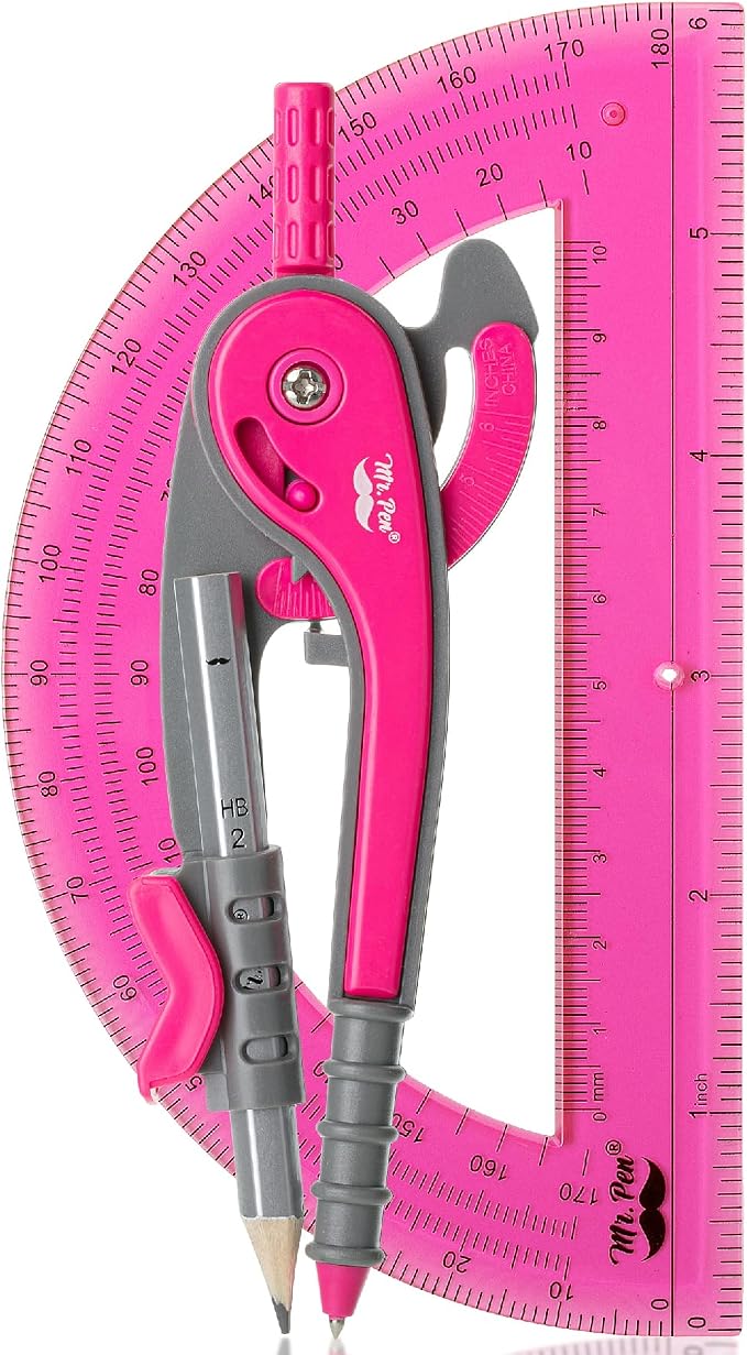 Mr. Pen- Geometry Compass and Protractor Set, 6 Inch Compass, 6 Inch Protractor by MrPen