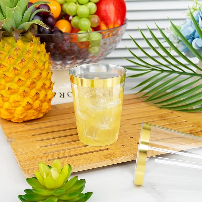 I00000 60PCS Gold Plastic Cups, 10 oz Clear Disposable Cups - Image 3