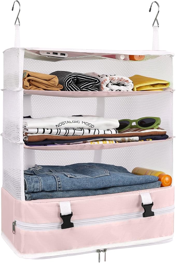 Surblue Hanging Closet Storage Bag Collapsible 3-Shelf Washable Oxford Fabric by SURBLUE