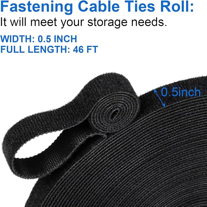 OneLeaf 46ft x 1/2inch Fastening Cable Ties Roll, Reusable Self-Gripping Strips - Image 3