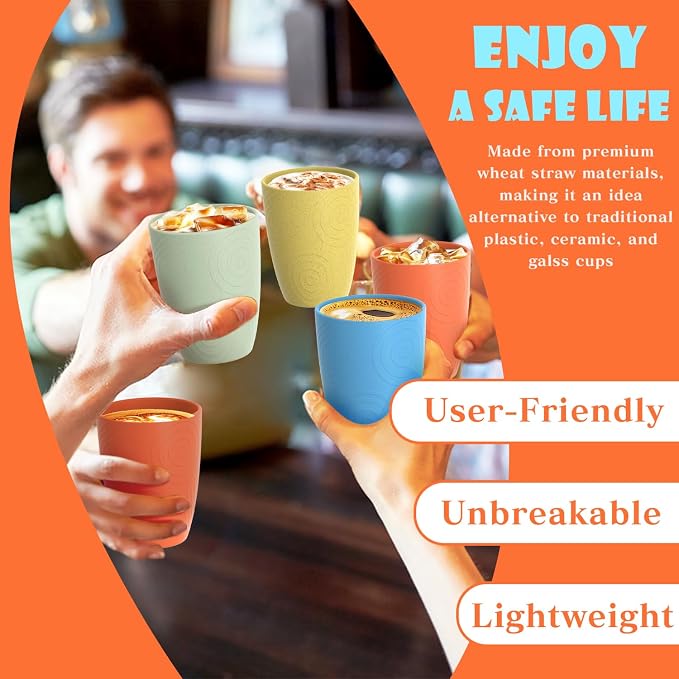 Homienly Drinking Glasses & Shatterproof Cups Set of 4 | Premium Wheat Straw - Image 5