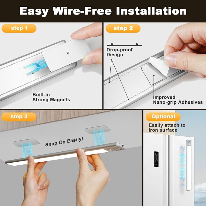 Reoshine 126 LED Under Cabinet Lighting Wireless, 2500mAh Rechargeable Closet - Image 5