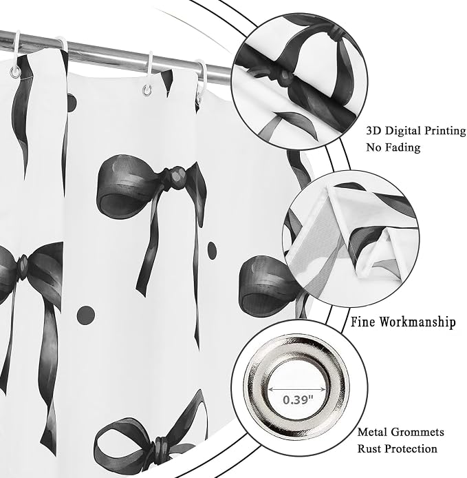 Black Bow Shower Curtain - Image 5