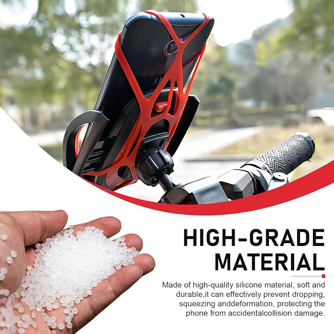 4 PCS Motorcycle Phone Mount Tether, Anti-Slip Adjustable Silicone Strap - Image 6