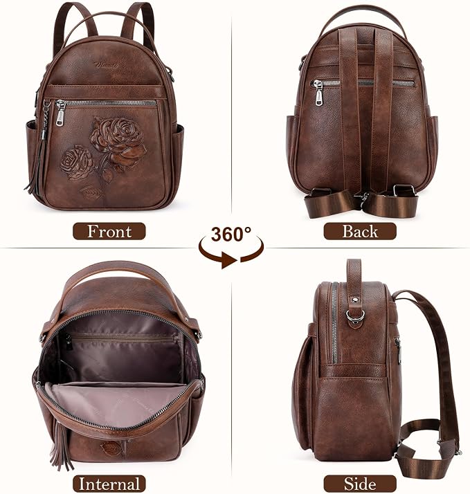 Mini Backpack Purse for Women, Embossed Leather Small Backpack Fashion Travel - Image 4
