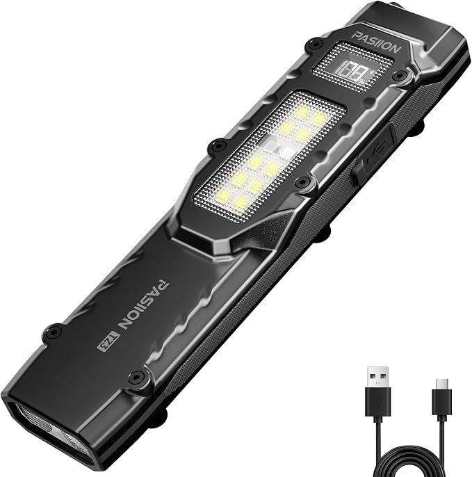 EDC Tactical Flashlight, Flat Flashlights Rechargeable, Dual-Switches LED Small by flashlight
