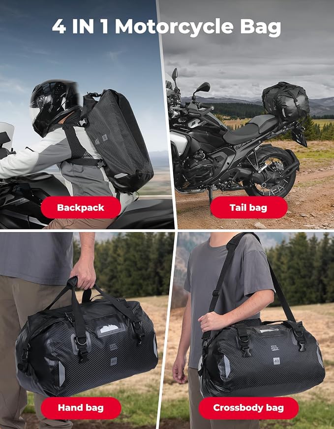 KEMIMOTO Waterproof Motorcycle Dry Bag – Duffle Tail Bag Soft Luggage, - Image 6
