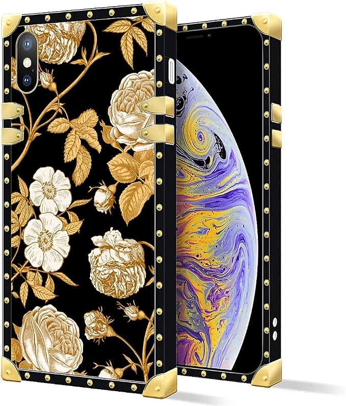 Compatible with iPhone XR Case, Blooming Rose Golden Flower Luxury Golden - Image 2