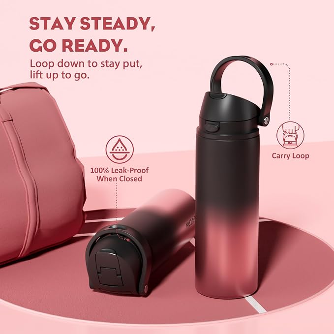 POWCAN 24 oz Stainless Steel Water Bottle: 2-in-1 Push-Button Spout & - Image 4