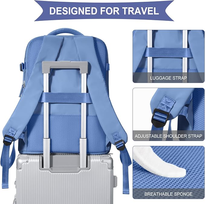 coowoz Large Travel Backpack For Women Men, Carry On Backpack Flight Approved - Image 5