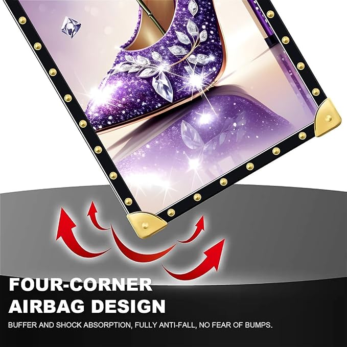 Compatible with iPhone 16 Case, High Heeled Purple Diamond Rose Luxury Golden - Image 7