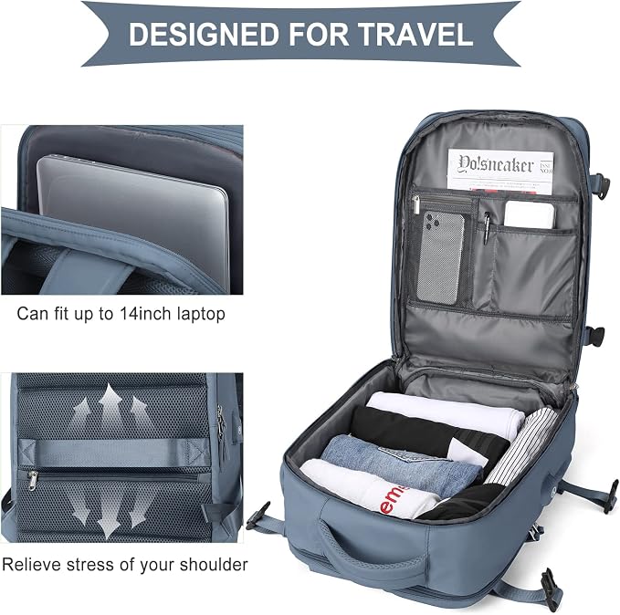 WONHOX Large Travel Backpack Carry on Flight Approved Laptop Work Business - Image 7