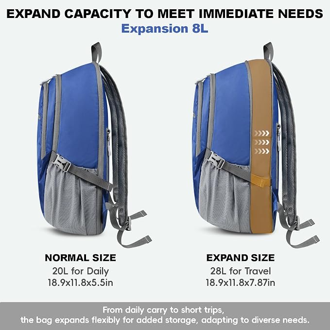 Seektop Lightweight Packable Hiking Backpack Waterproof Expandable 20L-28L - Image 2