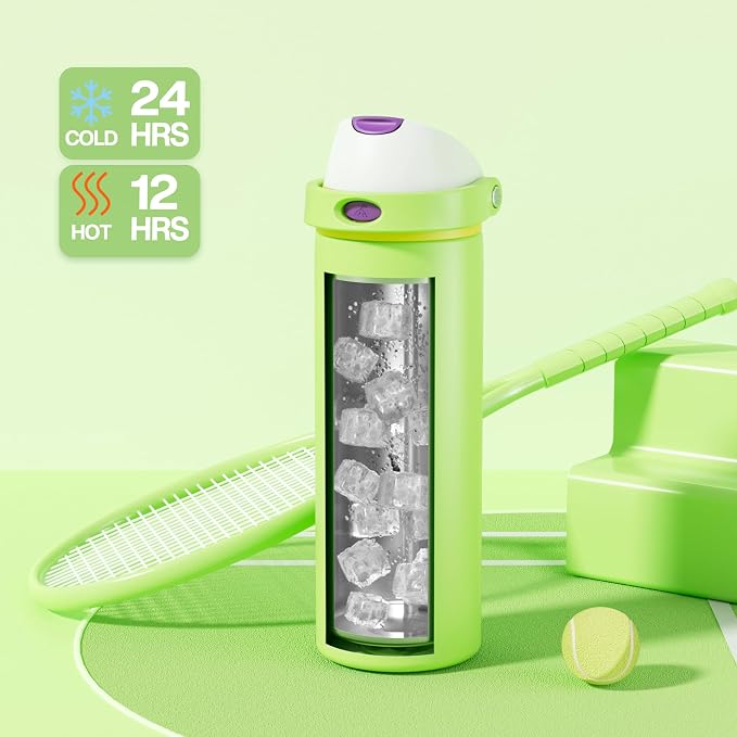 POWCAN 24 oz Insulated Water Bottle: 2-in-1 Push-Button Spout & Quick-Flip Straw - Image 3