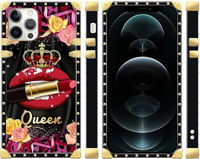 Compatible with iPhone 12 12 Pro Case, Queen Lip Crown Leopard Print Luxury - Image 2