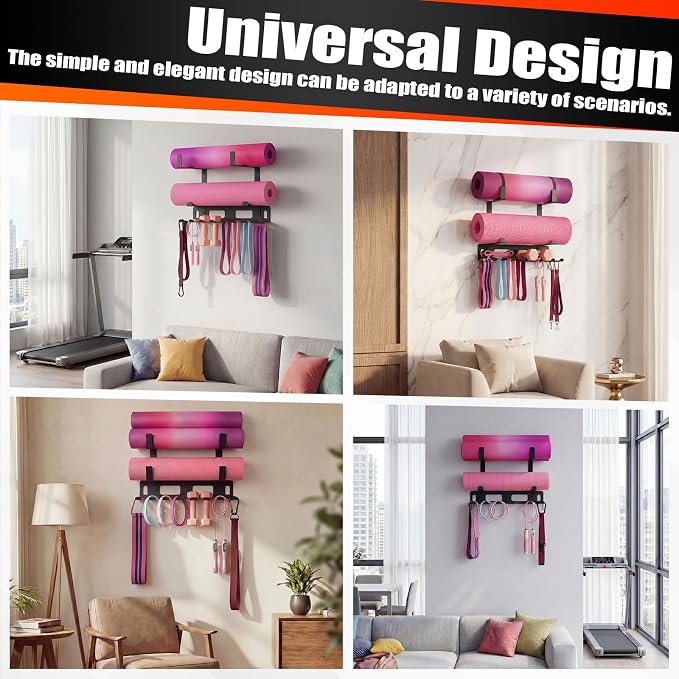 Novabright Gym Storage Rack Resistance Band Rack Multi Purpose Wall Mount - Image 7