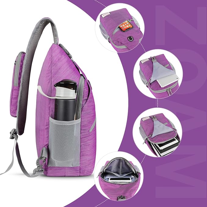ZOMAKE Sling Bag, Small Crossbody Sling Backpack, Water Resistant Shoulder - Image 3