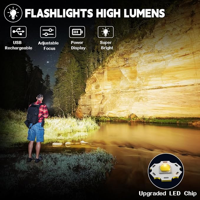 3Pack Rechargeable Flashlights High Lumens, 5Modes LED Flashlight Rechargeable - Image 2