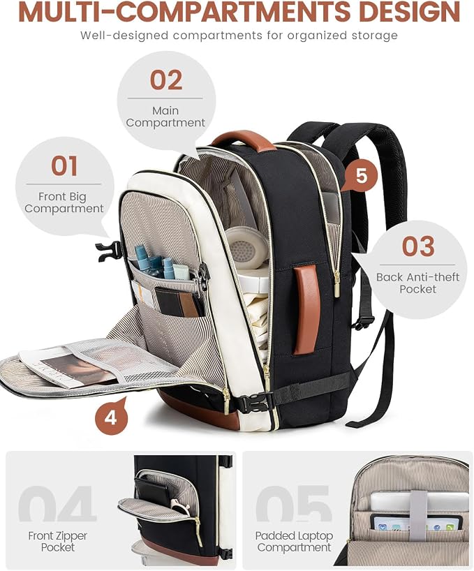 LOVEVOOK Travel Backpack For Women, 40L Carry On Backpack Flight Approved - Image 4