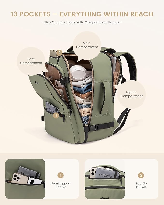 LOVEVOOK Travel Backpack for Women & Men, 40L Large Carry On Backpack Airline - Image 8