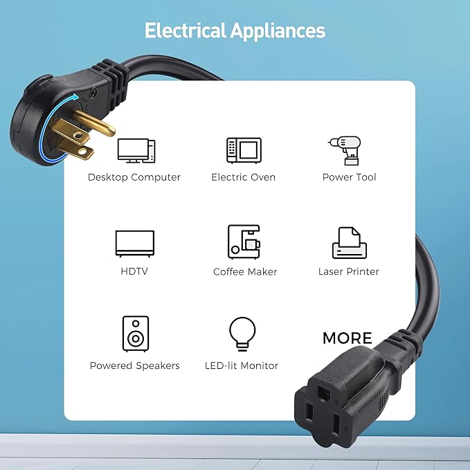 Cable Matters 2-Pack 16 AWG 360° Rotating Flat Plug Short Extension Cord - 1ft - Image 6