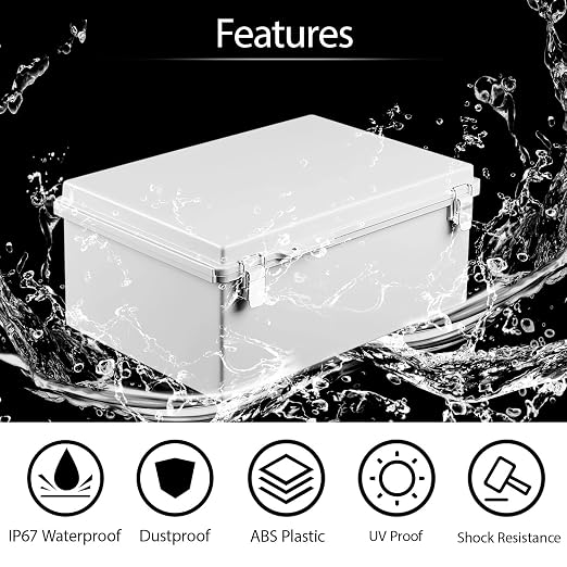 LeMotech Electrical Box, IP67 Waterproof Hinged Cover Stainless Steel Latch - Image 3