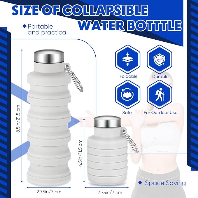 Baderke Collapsible Water Bottles 17oz Travel Sports Portable Water Bottle - Image 2