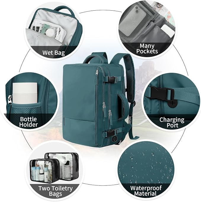 Hanples Personal Item Backpack, Travel Backpack - Image 5