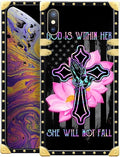 Compatible with iPhone XR Case, Praying Cross Hands Luxury Golden Decoration by Unknown