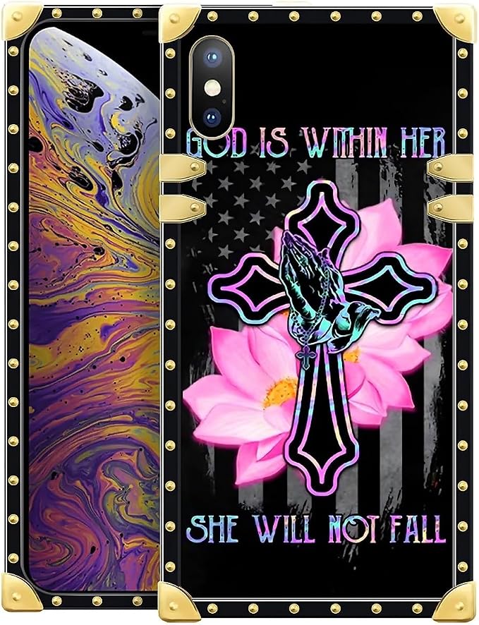 Compatible with iPhone XR Case, Praying Cross Hands Luxury Golden Decoration by Unknown