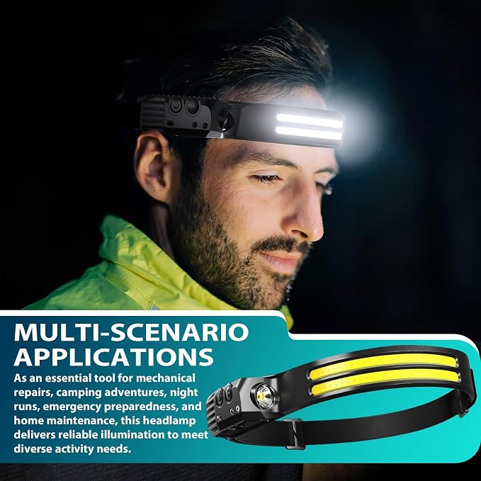 Bud K Rechargeable Headlamp 8 Pack, LED Headlight Flashlight Super Bright - Image 6