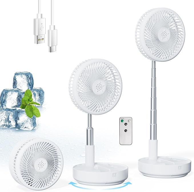 Portable Oscillating Rechargeable Fan, Battery Operated by Primelove