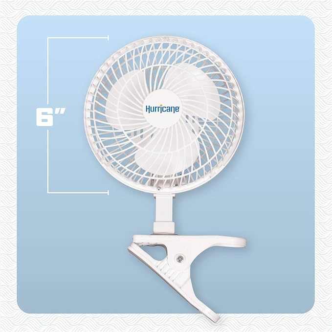 Hurricane Classic 6 Inch Clip Fan, 2 Speed Portable Desk Table Fan - Image 2