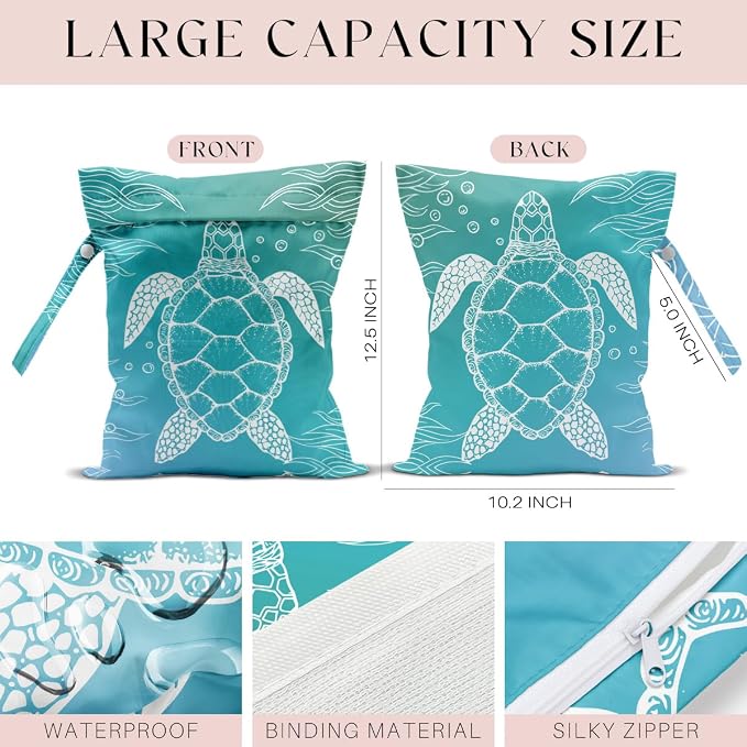 Waterproof Wet Bag for Swimsuit, Travel Beach Wet Dry Bag, Hidden Zipper - Image 2