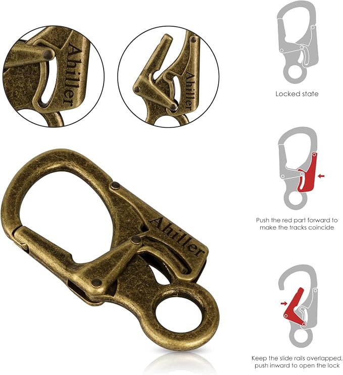 Ahiller Carabiner Clip, Double Anti-Misopening Locking Design, Key Ring Clip - Image 3