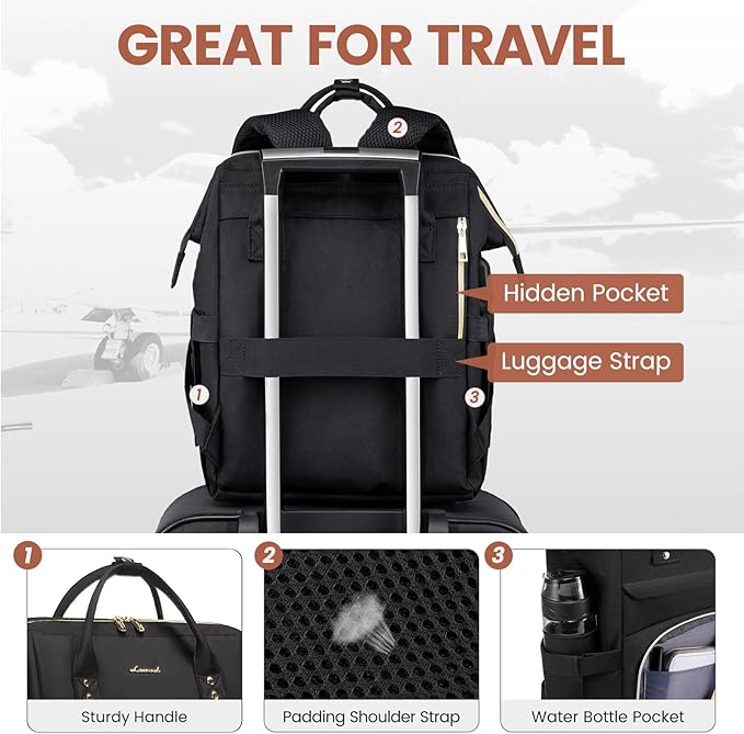 LOVEVOOK Laptop Backpack for Women, 18 Inch Professional Womens Travel Backpack - Image 4