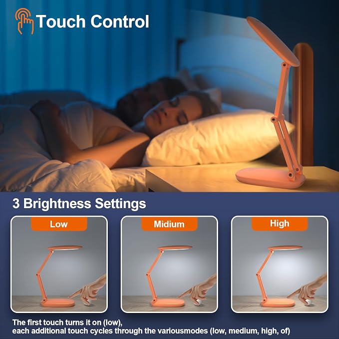 Akejrym LED Desk Lamp for Office Home & Battery Operated Lamp Rechargeable Lamp - Image 2