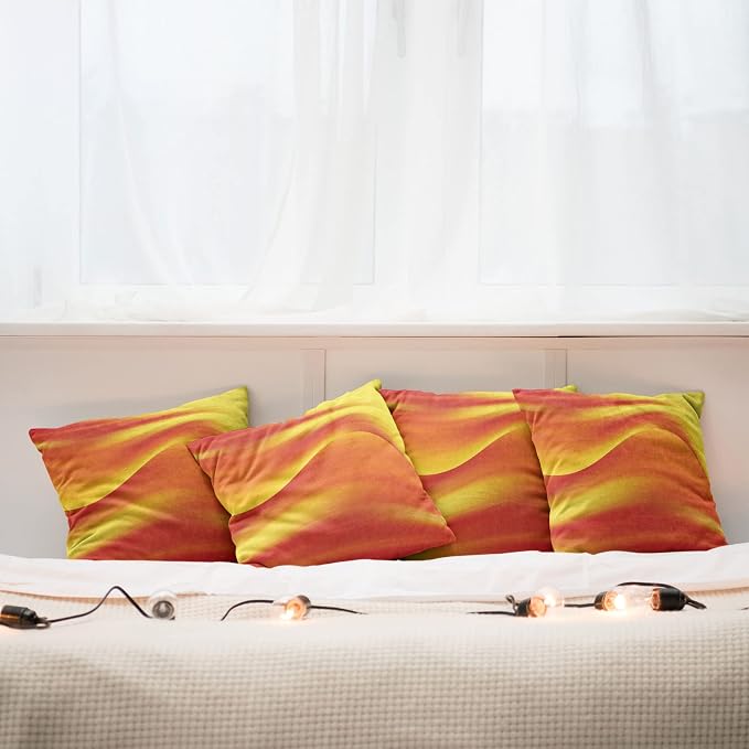 Ambesonne Orange Decorative Throw Pillow Case Pack of 4, Digital Waves - Image 6