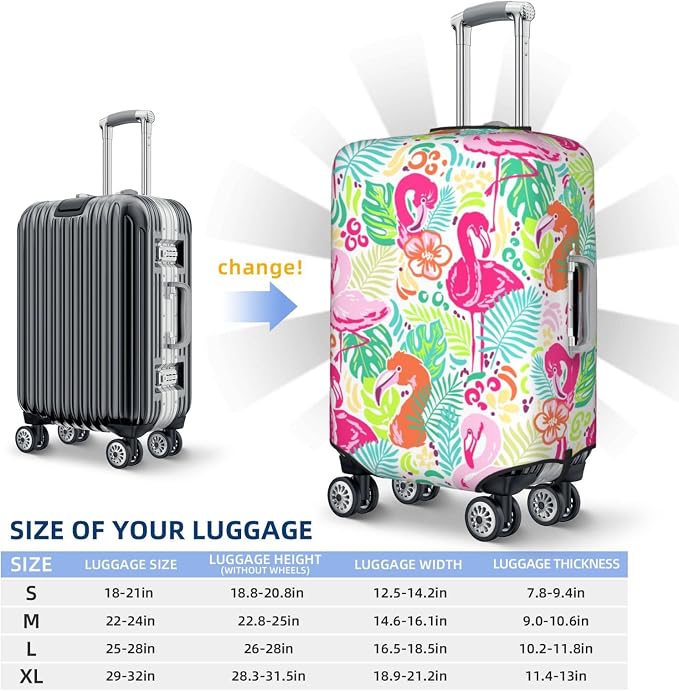 Bright Flamingo Tropical Leaf Elastic Luggage Cover, Suitcase Protector - Image 6