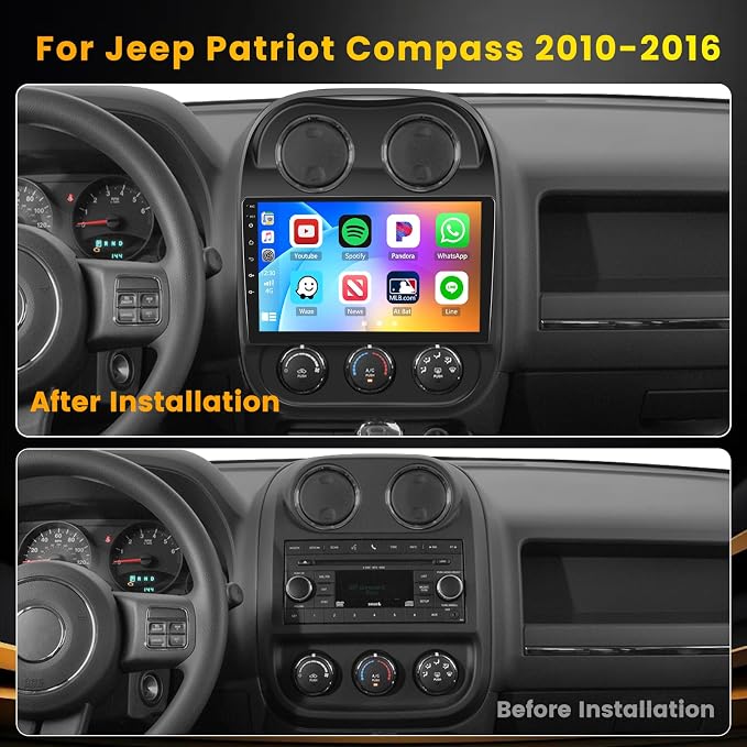 Hikity Android 15 Car Stereo for Jeep Patriot Compass 2010-2016, 10.1'' - Image 2