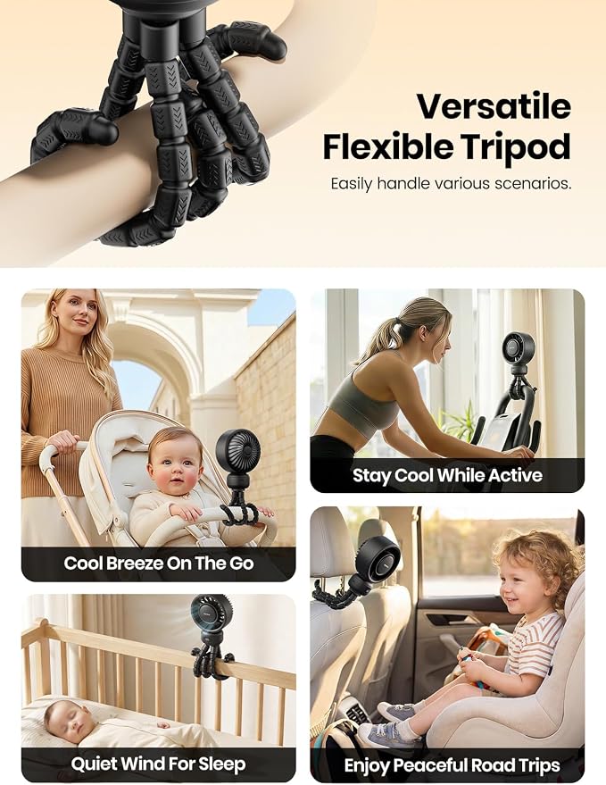 Warmco Portable Stroller Fan, 4000mAh Rechargeable Clip On Fan - Image 7