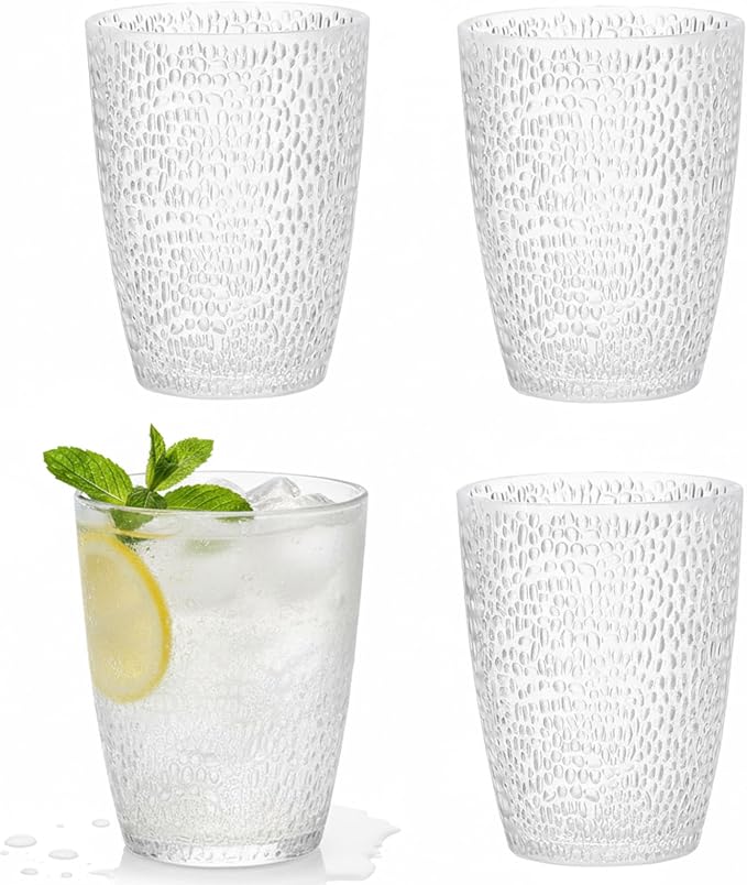 Clear Plastic Drinking Glasses, Reusable Acrylic Drinking Cups, Stackable by IEFFPIN